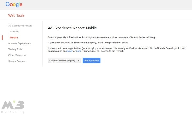 Google Ad Experience Report Homepage