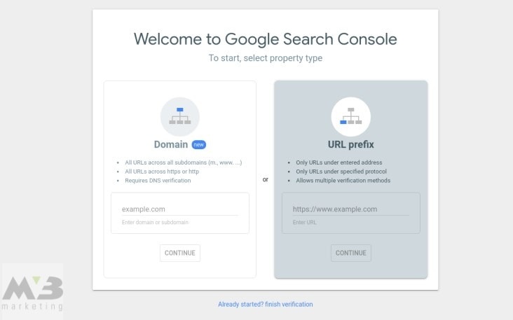 Google Search Console homepage