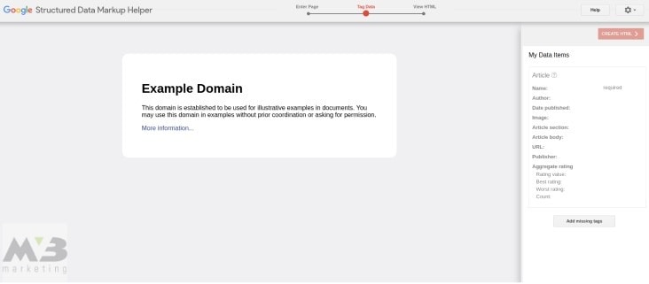 Google Markup Content Interface