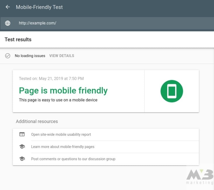 Discerning mobile friendliness of site