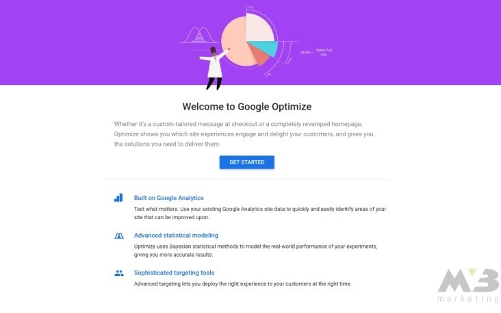Google Optimize Homepage Interface