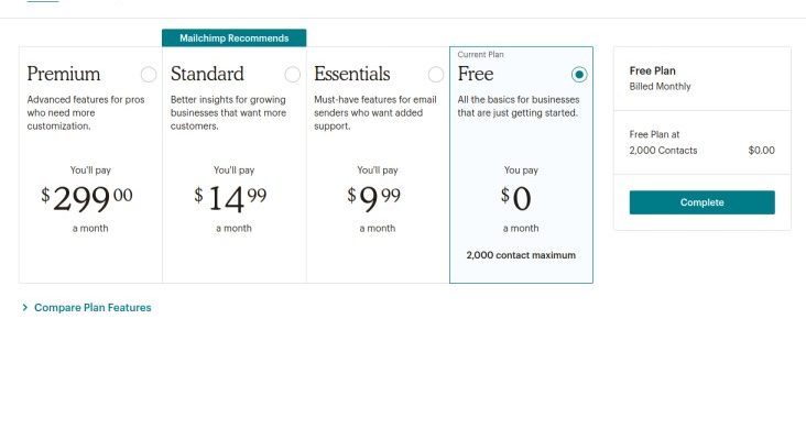 Mailchimp Monthly Email Marketing Plans