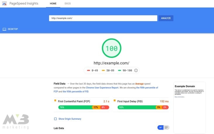 PageSpeed Insights Example Results Page