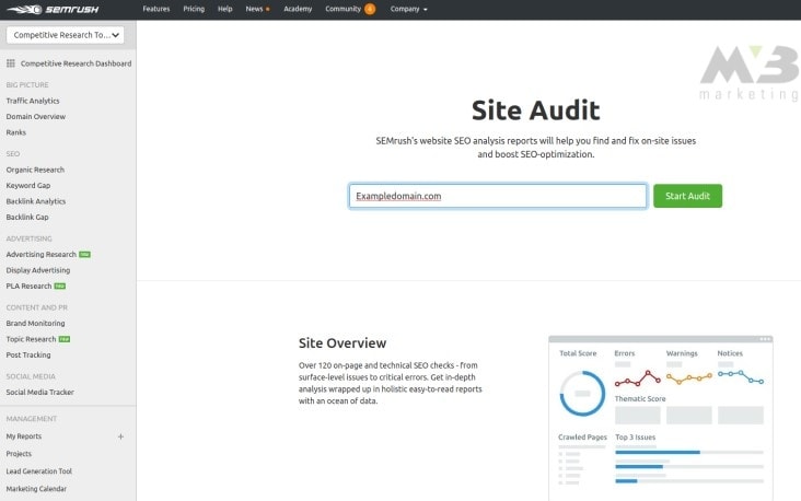 e-commerce SEO SEMrush Site Audit