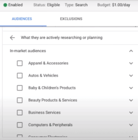 Add Google Audiences to your ad campaign