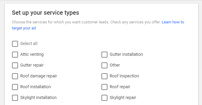 set up your service type