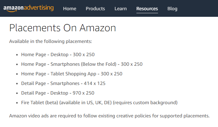 Amazon Video Advert Specifications