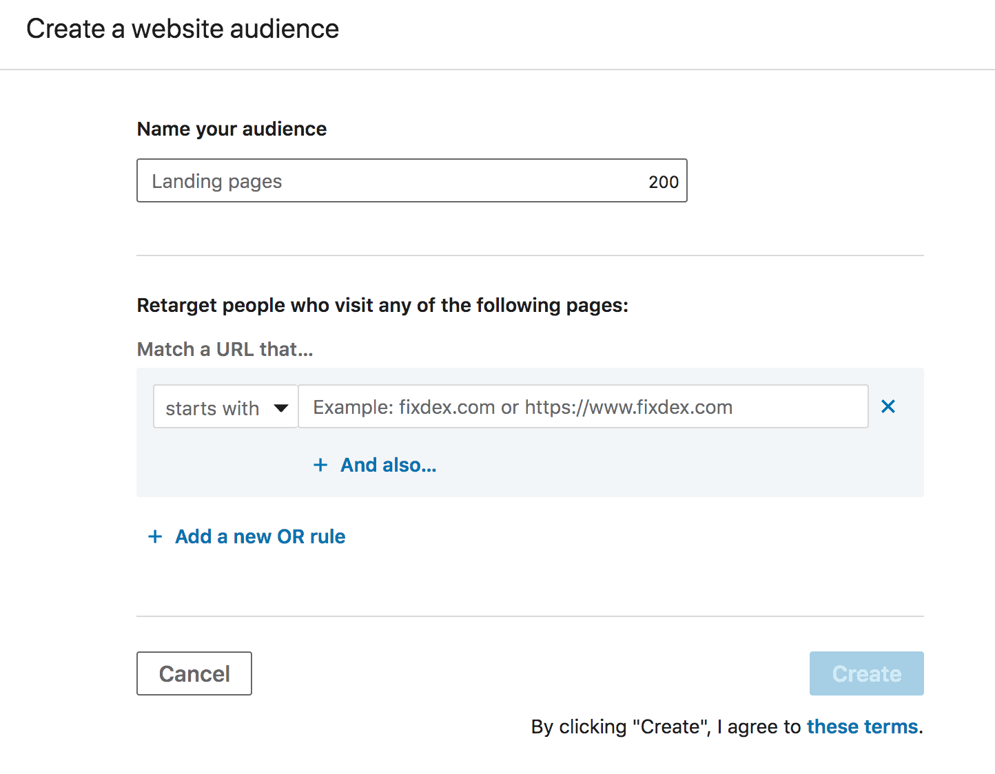 create a website audience