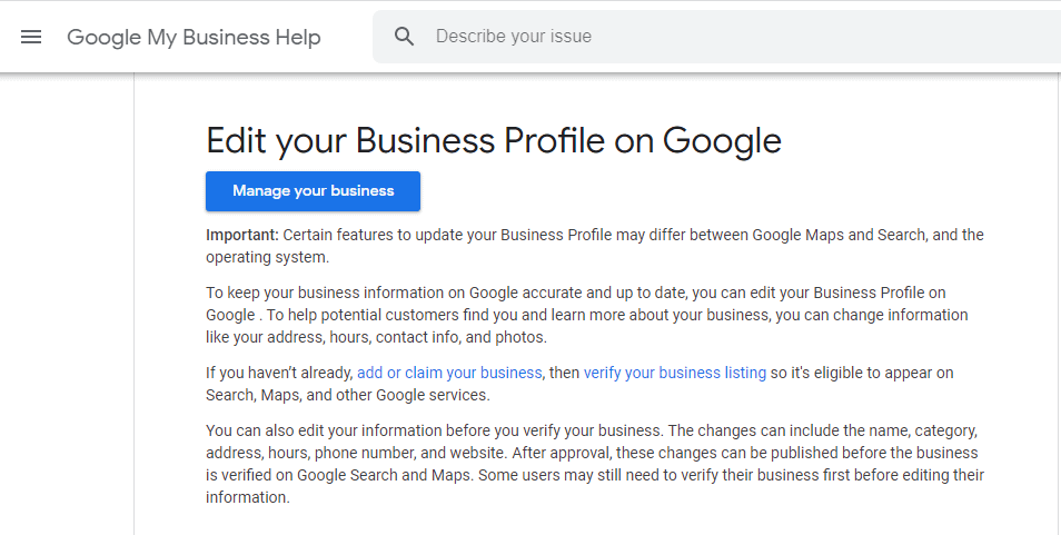 Edit your Business Profile On Google