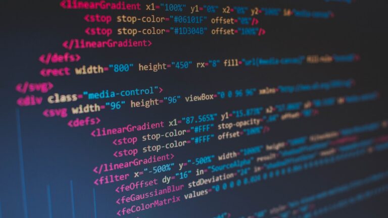 Lines of JSON-LD structured data code on a screen, representing schema markup for AI search