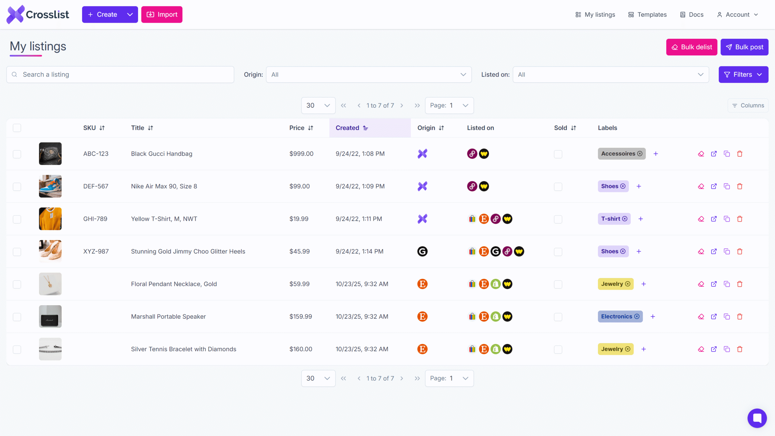 Crosslist Affiliate Program: What SaaS Teams Can Learn From Its Partner Model 1 Crosslist My listings dashboard showing listings with the marketplaces each item is posted to